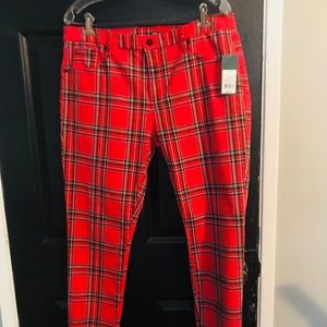 NWT RED PLAID PANTS